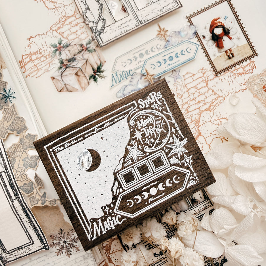 Stationerylovermarket x Asakodraws Rubber Stamp - Midnight Journal Atelier