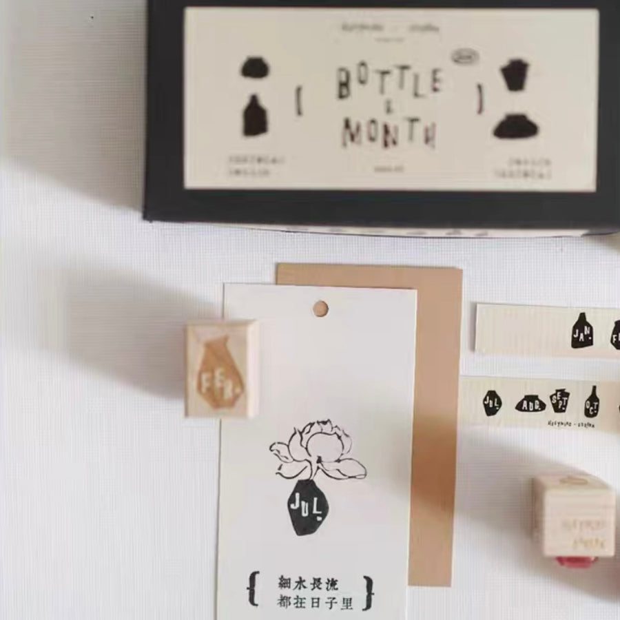 Heeymiao x Eureka < bottle & month > rubber stamp set