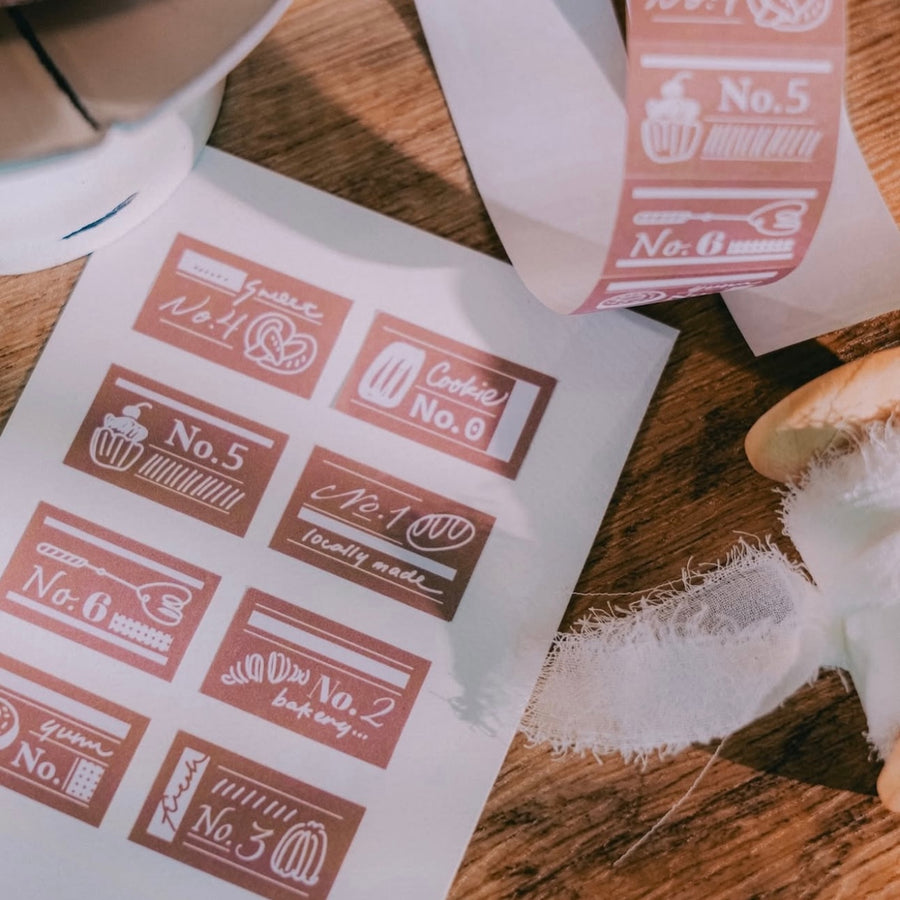 Meow Illustration label sticker roll - Yum Yum Patisserie