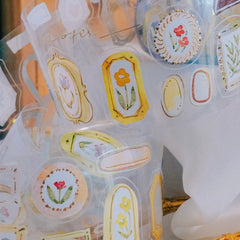 Meow Illustration "Frames  " kiss- cut glossy pet tape with gold foil