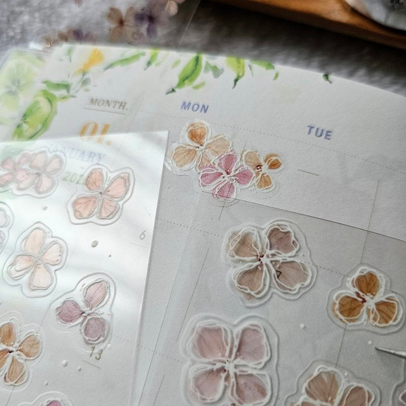 Fairy-Pill white border flowers sticker（ 3D white border)