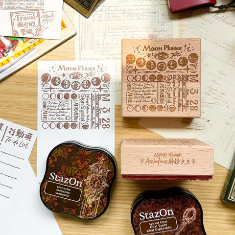 Asakodraws Moon Phases Ticket Rubber Stamp