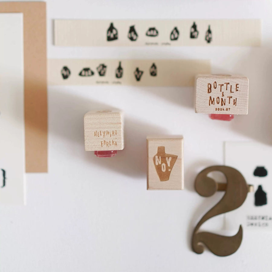 Heeymiao x Eureka < bottle & month > rubber stamp set