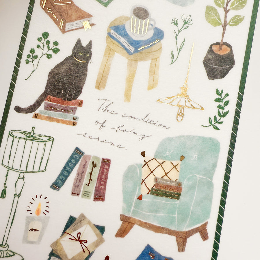 Mind Wave snug room gold foil sticker- Book