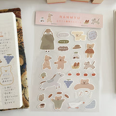 Ranmyu Matte film stickers - Forest animals and fruit