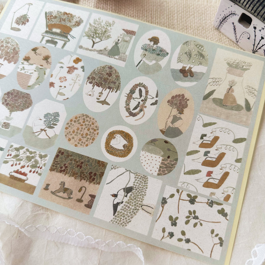 Shoichiro Tobimatsu sticker sheet - Bird and plants