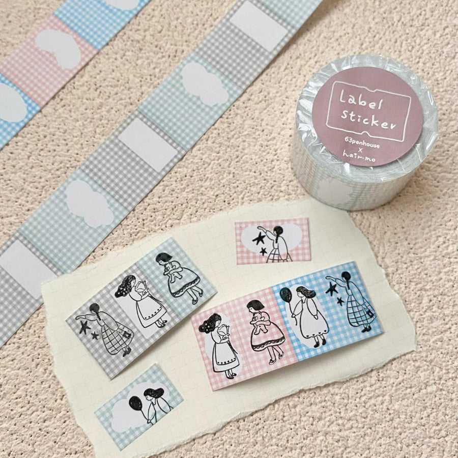 63penhouse x hairmo Gingham Frame Label Sticker Roll