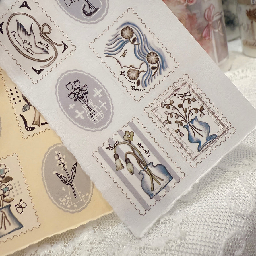 Misshoegg Blue Stamp print on stickers (2/sheet)