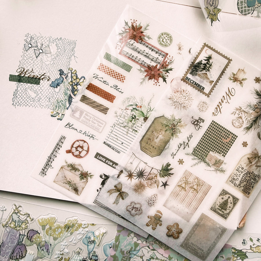 Journal Pages Cozy Christmas print on sticker