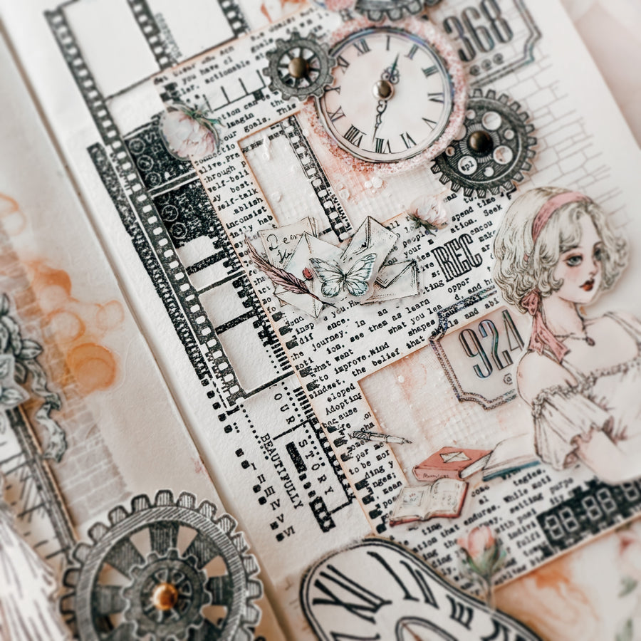 Journal Pages “Dear bloom“ laser crystal/ rose gold foil Pet tape