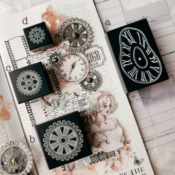 Journal pages rubber stamps- The gears of time