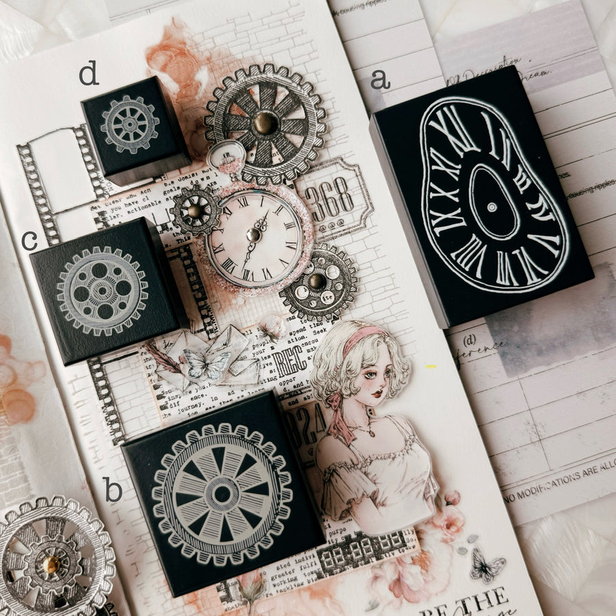 Journal pages rubber stamps- The gears of time