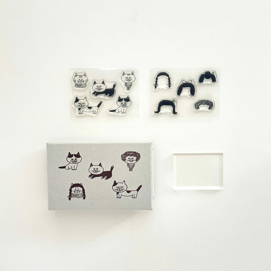 Mizushima x Keiko Shibata JIZAI Clear Stamp box set - Katsura Cat