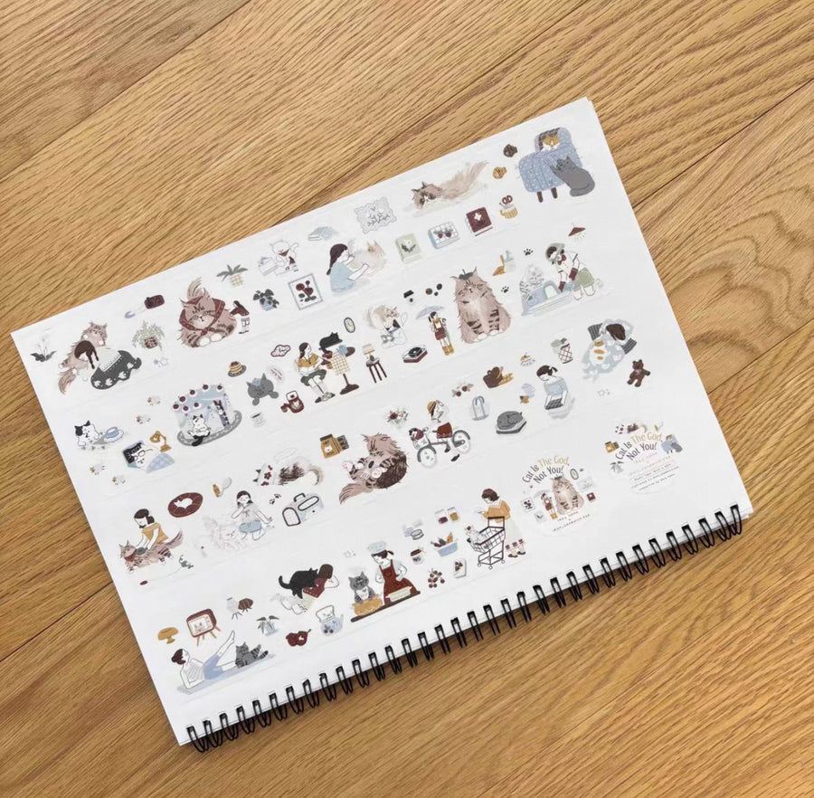Lazy home “ Cat is the god, not you” kiss cut pet tape