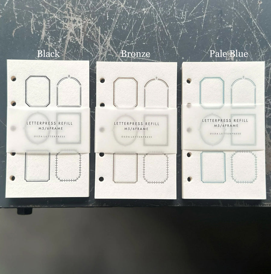 Oeda letterpress - M5 LETTERPRESS REFILL 6 frames card【Black/Bronze/Pale blue】