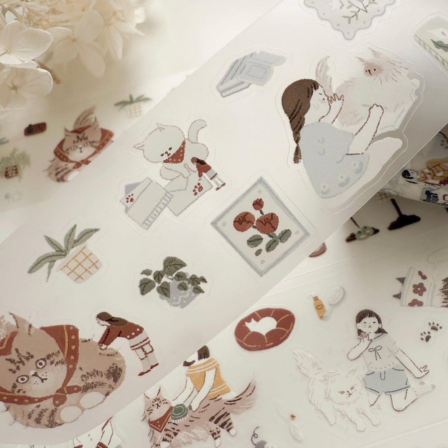 Lazy home “ Cat is the god, not you” kiss cut pet tape