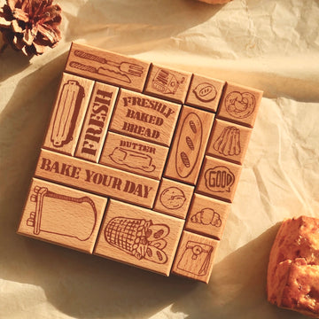 Square studio Bakery series rubber stamp set (set of 17)