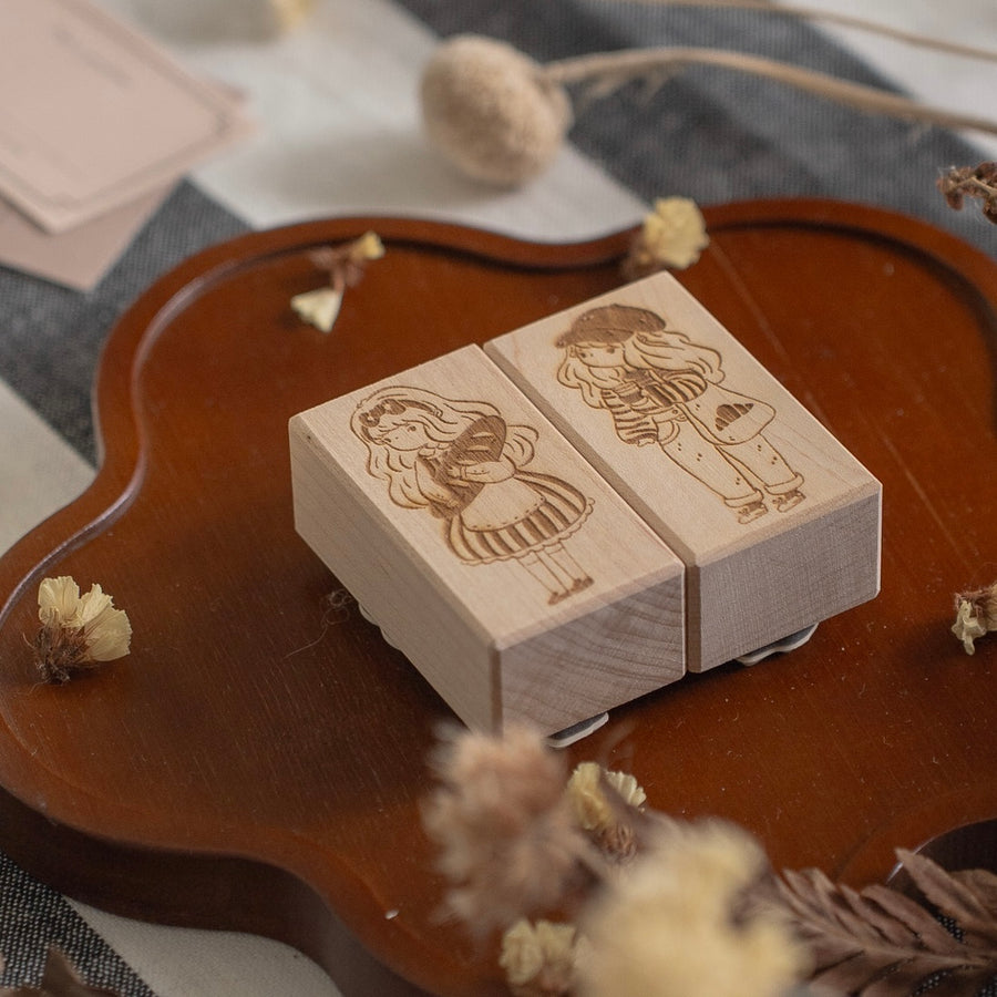 Shō Littlehappiness rubber stamp - Baguette & Croissant Girl