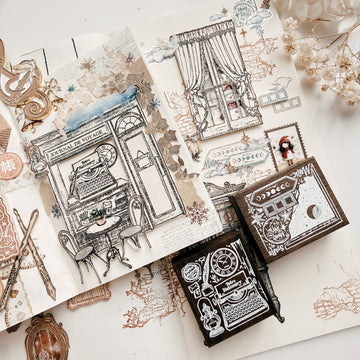 Stationerylovermarket x Asakodraws Rubber Stamp - Midnight Journal Atelier