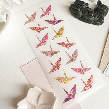 Japanese style gold foil Sticker Sheet - paper crane