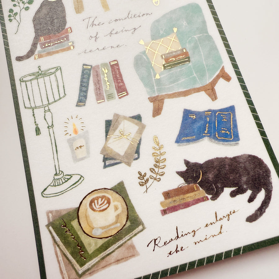 Mind Wave snug room gold foil sticker- Book