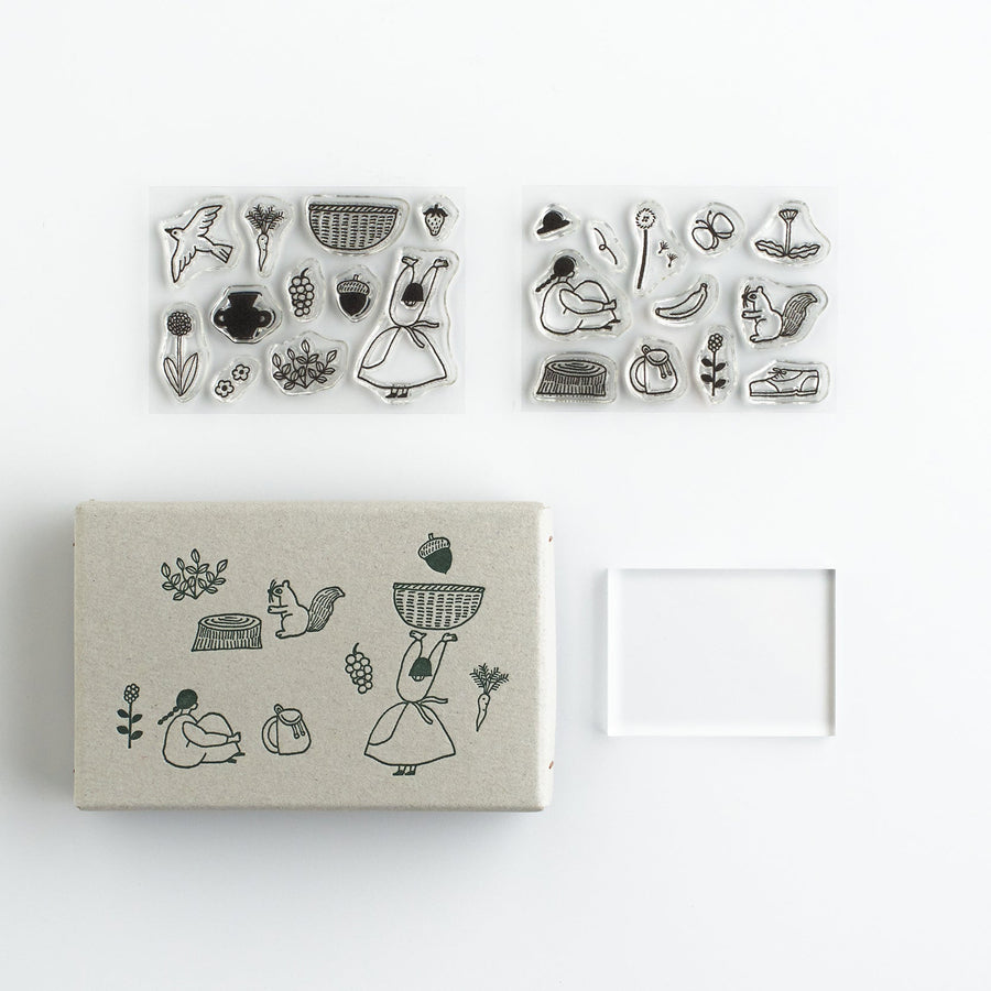 Mizushima x necktie JIZAI Clear Stamp box set -  walking path