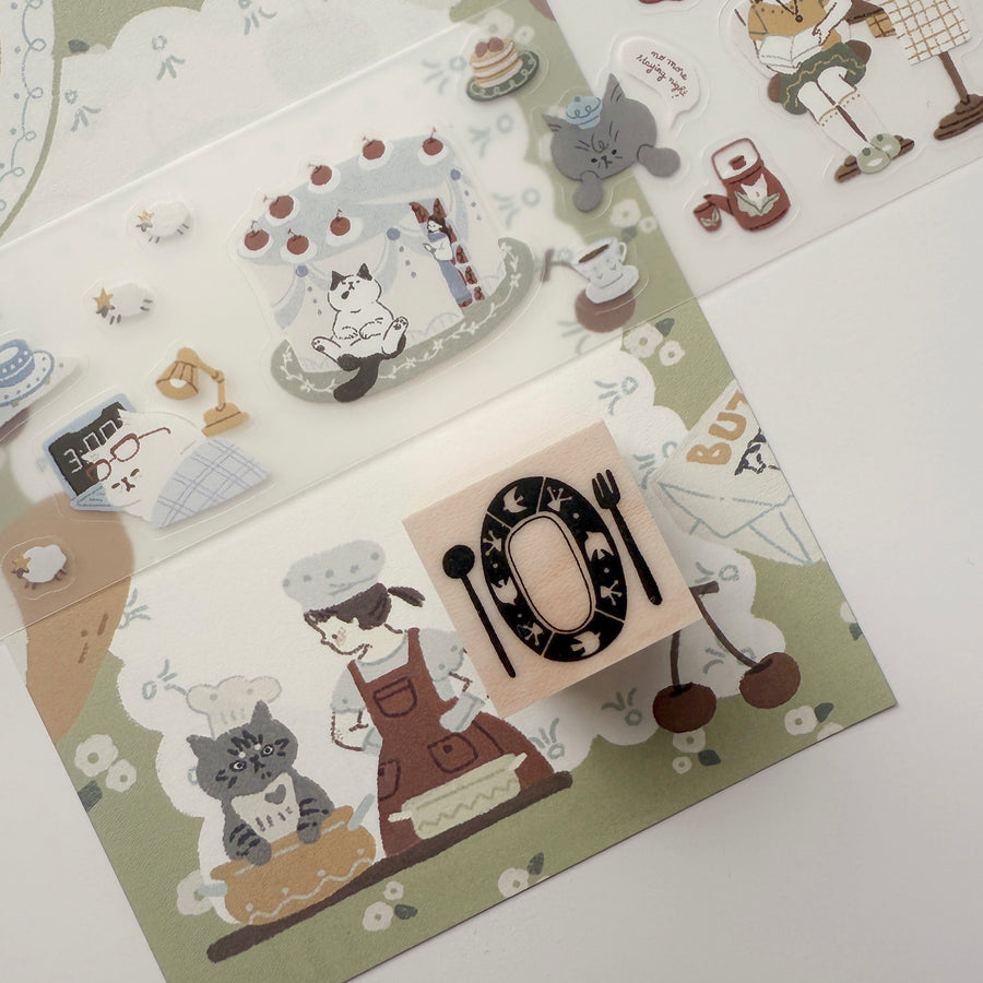 Lazy home - cat’s paws rubber stamps