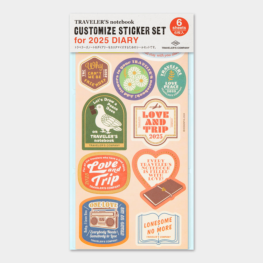 Traveler's Notebook Customized Stickers for 2025 Diary (6 sheets)