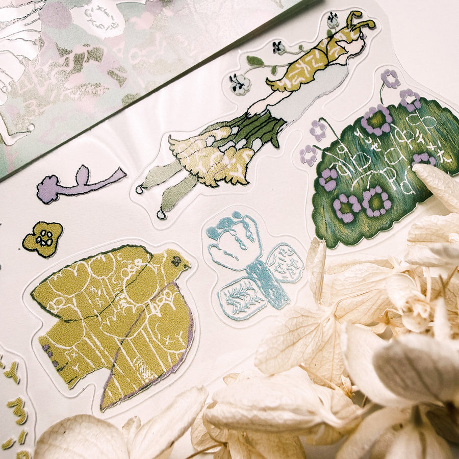Misshoegg kiss cut pet tape-Field Flower Fairy