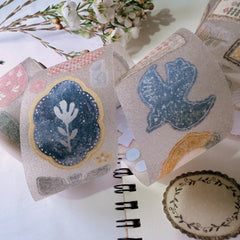 Journal Pages kiss-cut silver foil Glitter, Crystal Matte, tracing paper & Washi Tape  - Frame Atelier