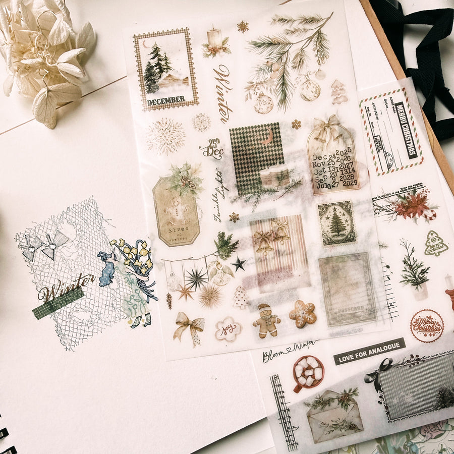 Journal Pages Cozy Christmas print on sticker