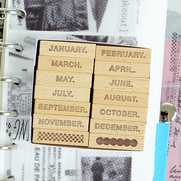 Kurukynki ”DAY TO DAY“ rubber stamps mini set - Day - Month(Set of 14)