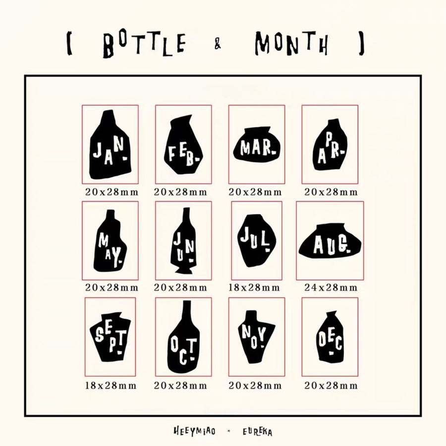 Heeymiao x Eureka < bottle & month > rubber stamp set