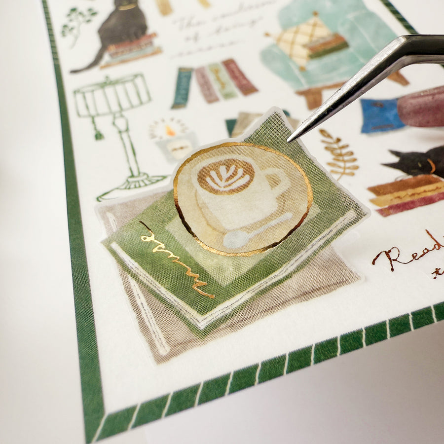 Mind Wave snug room gold foil sticker- Book