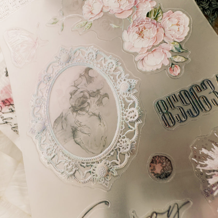 Journal Pages “Dear bloom“ laser crystal/ rose gold foil Pet tape