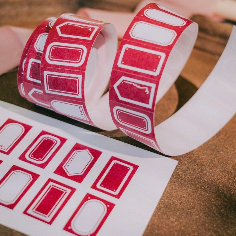 Meow Illustration label sticker roll - Garnet