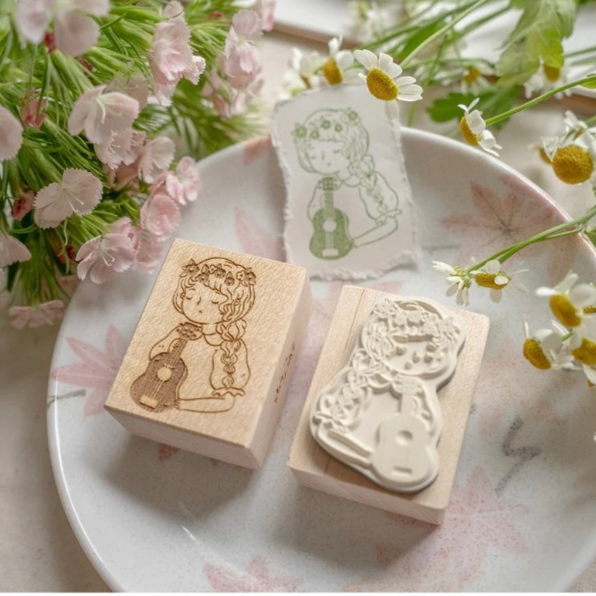 Shō Littlehappiness spring girl rubber stamps