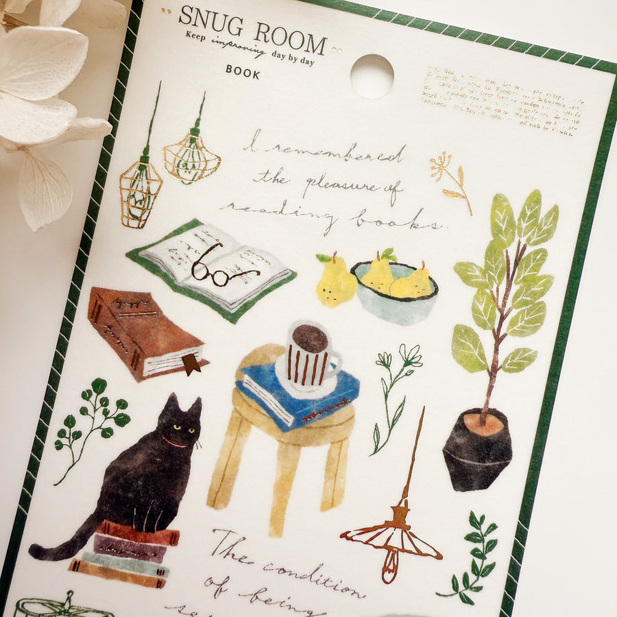 Mind Wave snug room gold foil sticker- Book