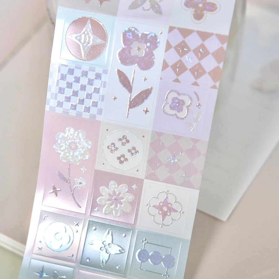 Freckles Tea Vol. 4 flower tiles kiss cut sticker roll