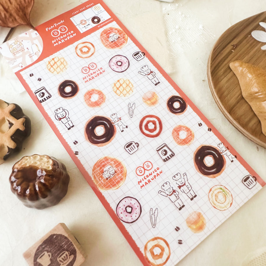 Furukawashiko Pan Town clear sticker sheet - doughnut