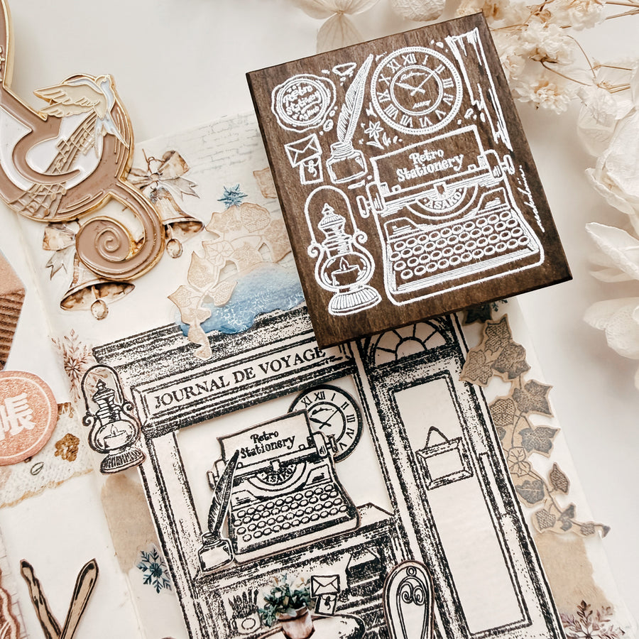 Stationerylovermarket x Asakodraws Rubber Stamp - Midnight Journal Atelier