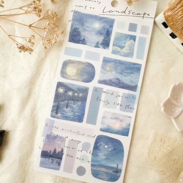 Mind Wave Landscape washi sticker- moonlight