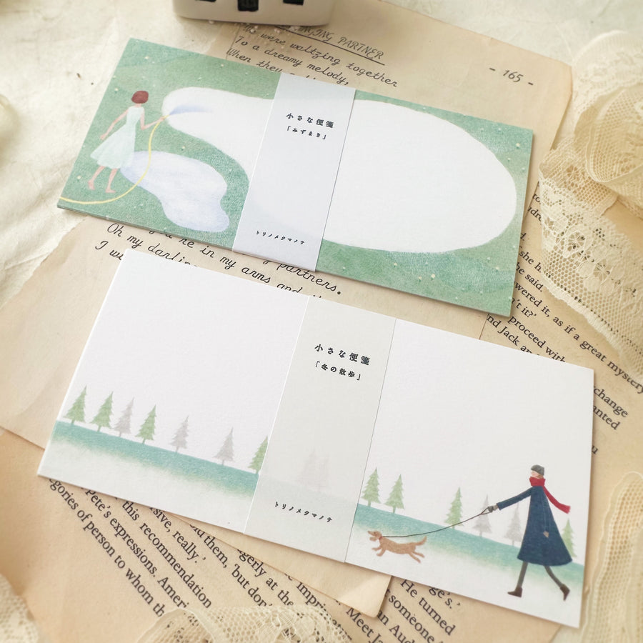 Kumagai Nahoko mino paper notecard - winter walk