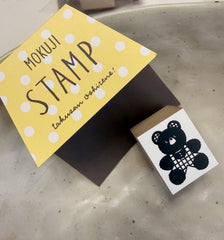 Mokuji rubber stamp - Kumachan in Gingham