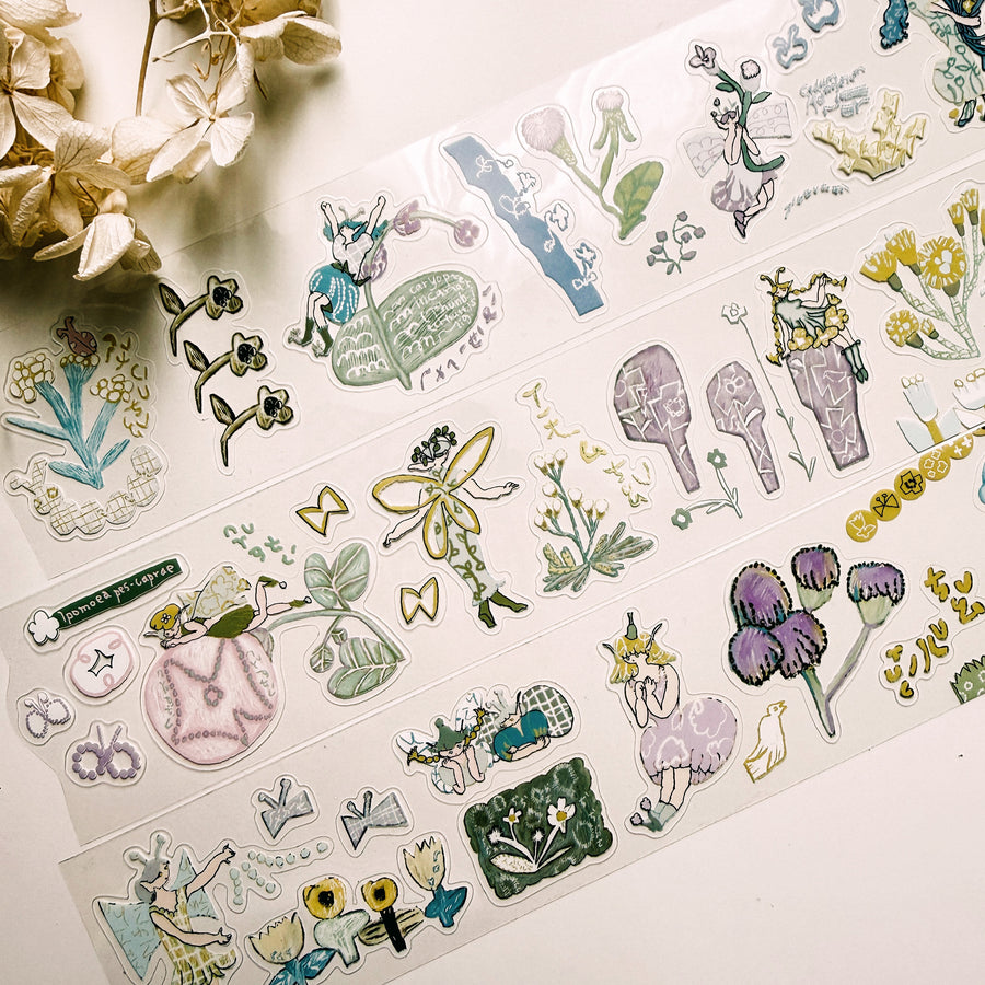 Misshoegg kiss cut pet tape-Field Flower Fairy