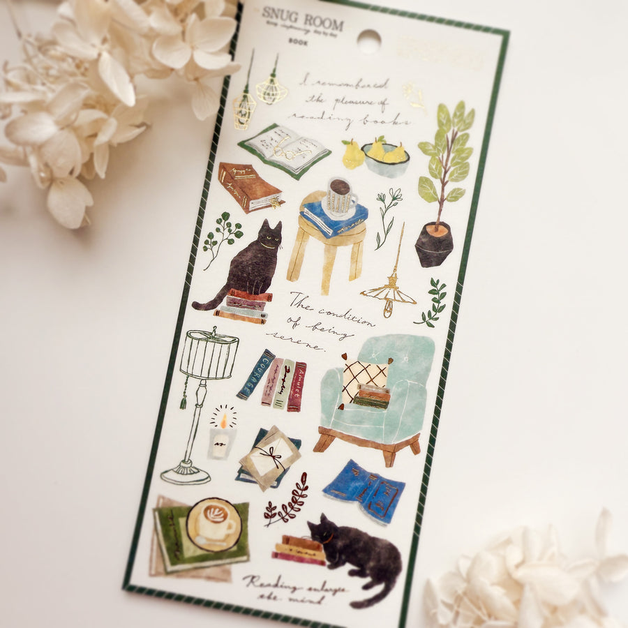 Mind Wave snug room gold foil sticker- Book