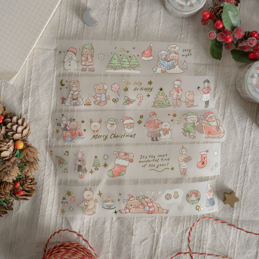 Shō Littlehappiness gold foil pet tape - Beary Christmas