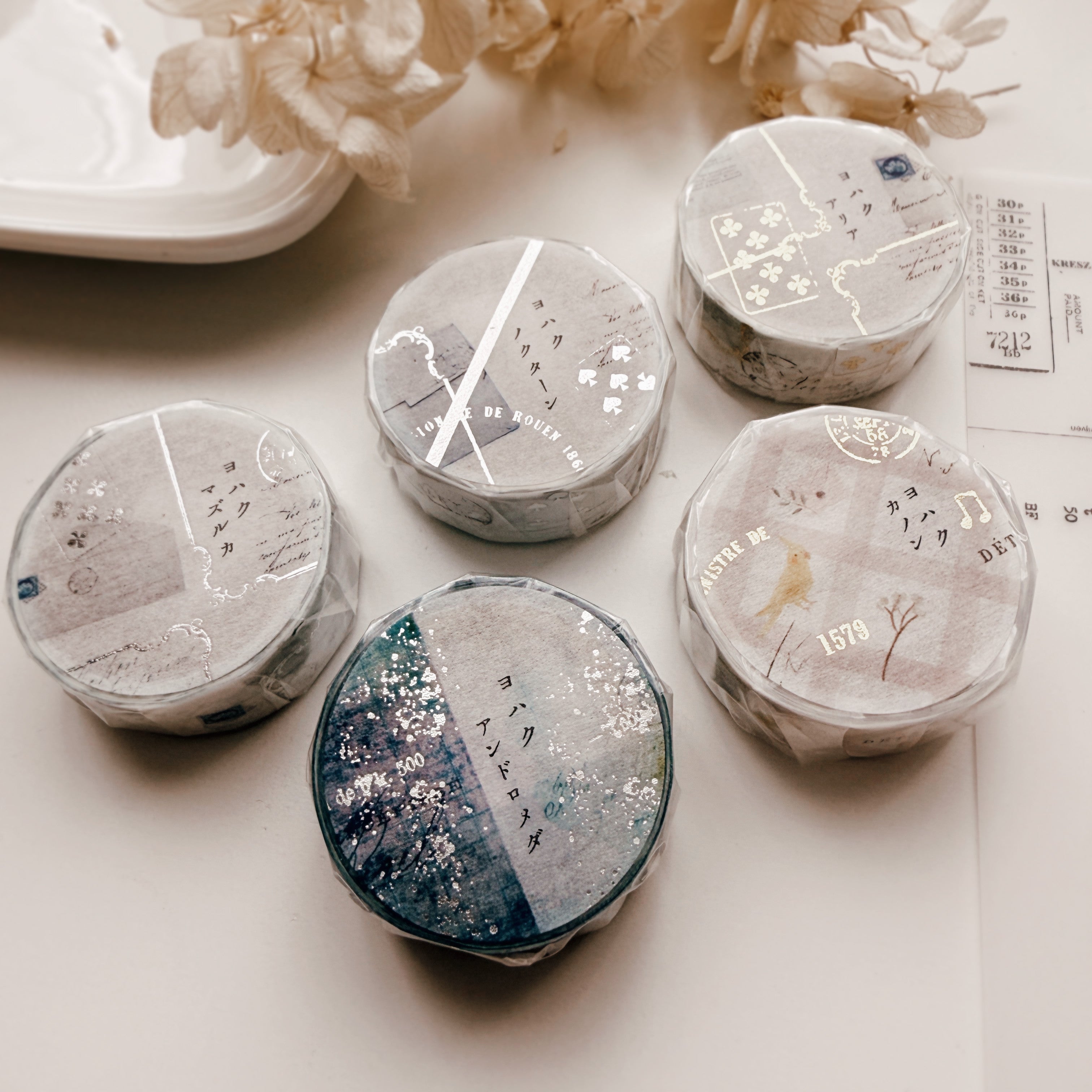 YOHAKUヨハク Foil-Stamped Masking Tape - YH - 001 ~ 005 – journalpages