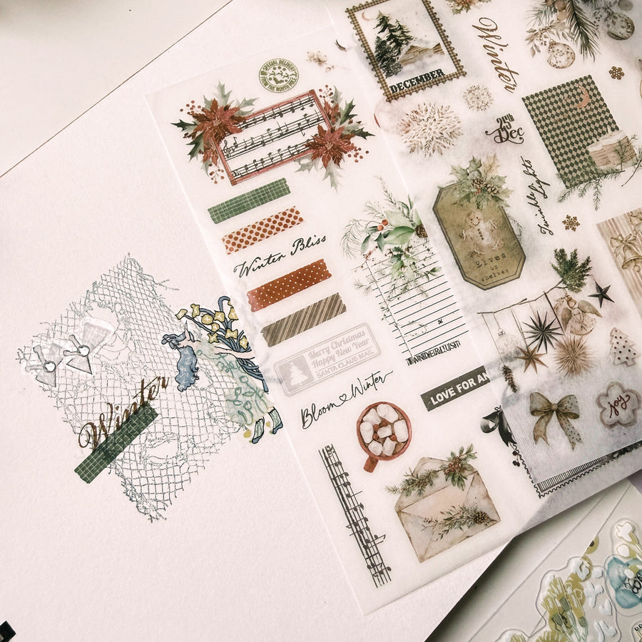 Journal Pages Cozy Christmas print on sticker