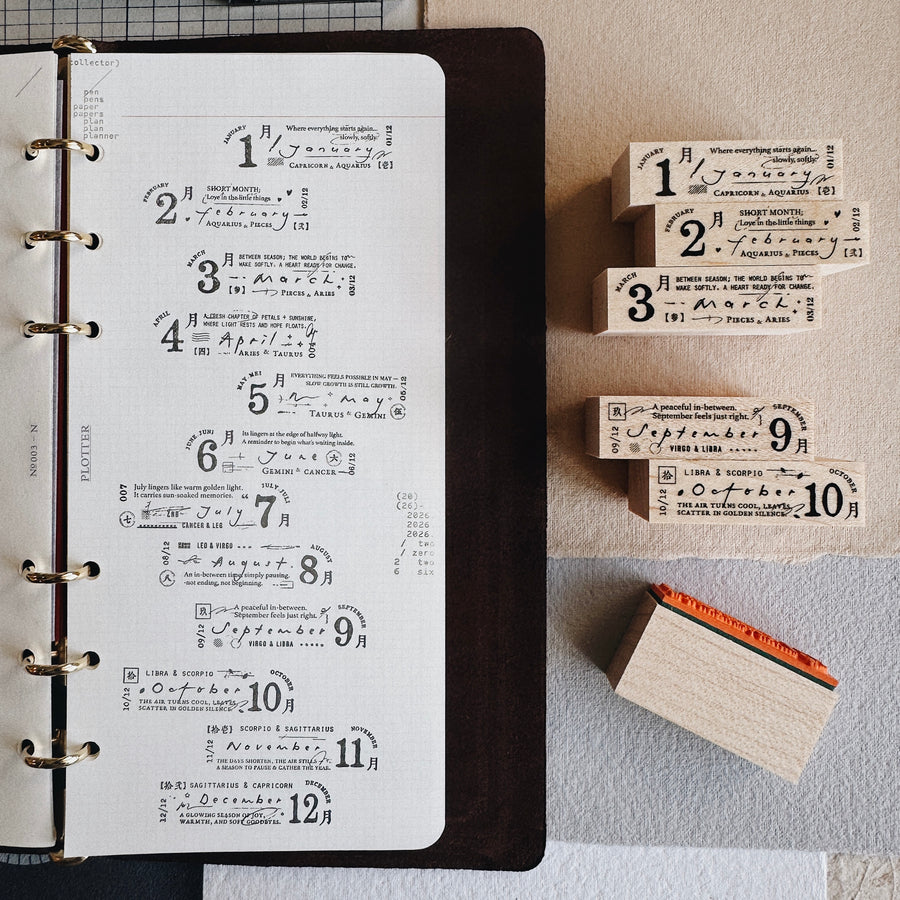 Penspapersplanner monthly rubber Stamp set